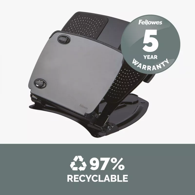 Fellowes Professional Series nešiojamojo kompiuterio darbo stotelė, juoda, metalinė, 85–245 mm, 400 mm, 58 mm, 341 mm