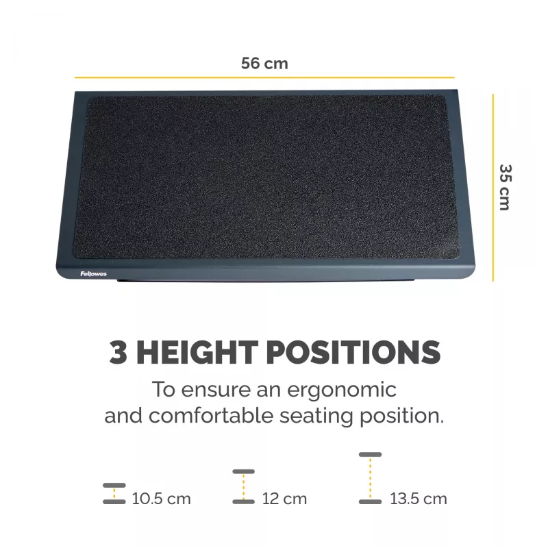 Fellowes Foot Rest Under Desk - Professional Series Under Desk Foot Rest Ergonomic Foot Rest with 3 Height Adjustable Positions & Non-Slip Platform Surface - Foot Rest Stool for Office & Home - Juoda