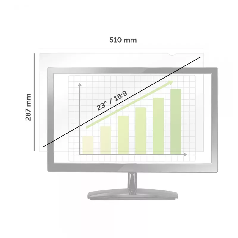 Fellowes 23 colių plačiaekranis PrivaScreen privatumo filtras, 58,4 cm (23 coliai), 16:9, Monitoriui, Berėmis ekrano privatumo filtras, Apsauga nuo akinimo, Privatumas, 140 g