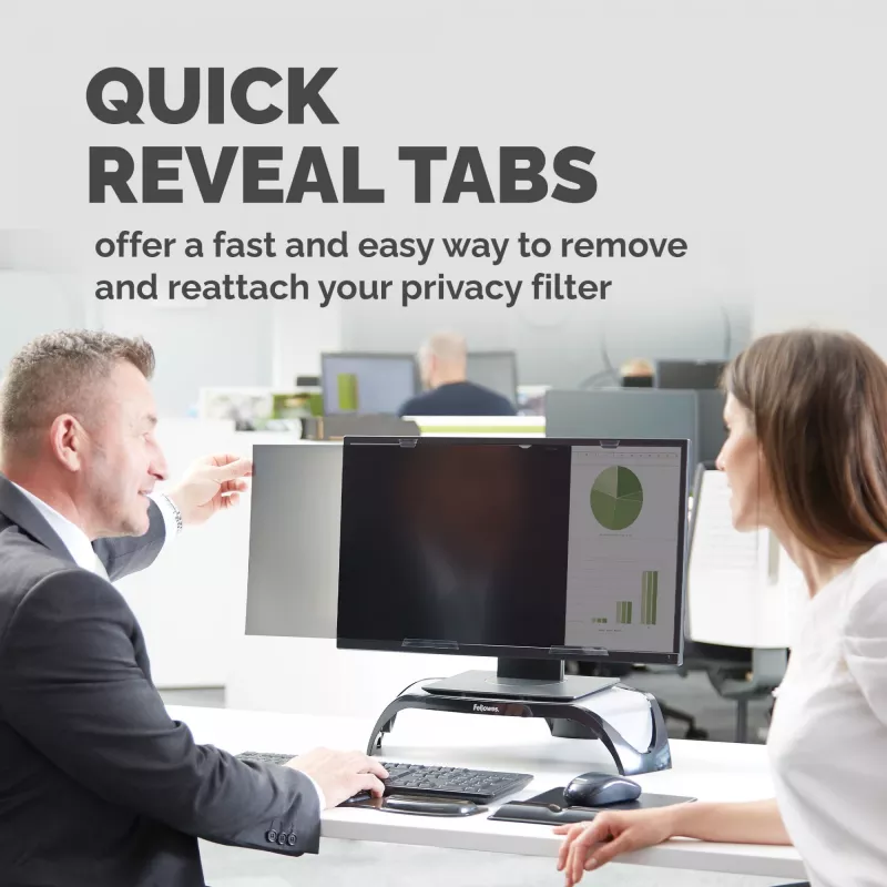 Fellowes 23 colių plačiaekranis PrivaScreen privatumo filtras, 58,4 cm (23 coliai), 16:9, Monitoriui, Berėmis ekrano privatumo filtras, Apsauga nuo akinimo, Privatumas, 140 g