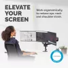 Fellowes Platinum Series triguba monitoriaus rankena – Monitoriaus laikiklis trims 7 kg, 27 colių ekranams – Reguliuojamas trigubas monitoriaus stalinis laikiklis – Pasvirimas 45°, pasukimas 180°, apsukimas 360°, sukimasis 360°, VESA 75 x 75/100 x 100 – Juoda