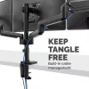 Fellowes Platinum Series triguba monitoriaus rankena – Monitoriaus laikiklis trims 7 kg, 27 colių ekranams – Reguliuojamas trigubas monitoriaus stalinis laikiklis – Pasvirimas 45°, pasukimas 180°, apsukimas 360°, sukimasis 360°, VESA 75 x 75/100 x 100 – Juoda