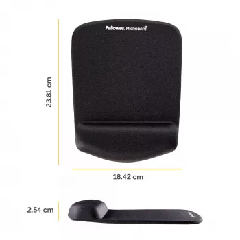 Fellowes pelės kilimėlis su riešo atrama - PlushTouch pelės pagrindėlis su neslystančia gumine baze ir antibakterine apsauga - Ergonominis pelės kilimėlis kompiuteriui, nešiojamam kompiuteriui, namų biuro naudojimui - Juodas
