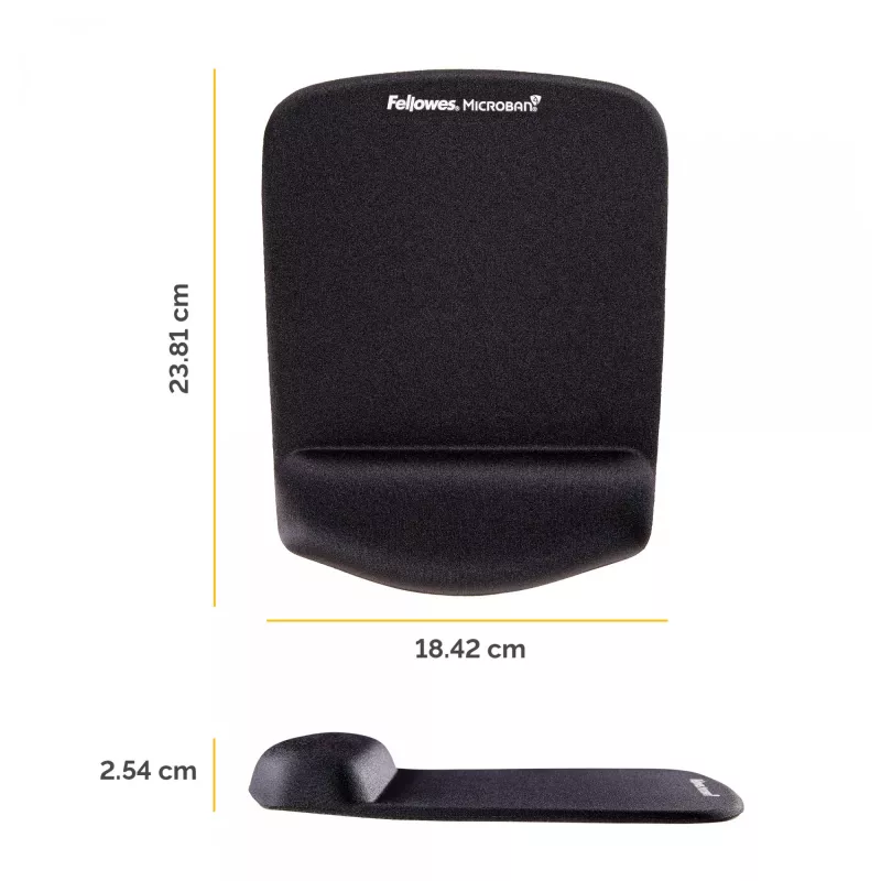 Fellowes pelės kilimėlis su riešo atrama - PlushTouch pelės pagrindėlis su neslystančia gumine baze ir antibakterine apsauga - Ergonominis pelės kilimėlis kompiuteriui, nešiojamam kompiuteriui, namų biuro naudojimui - Juodas
