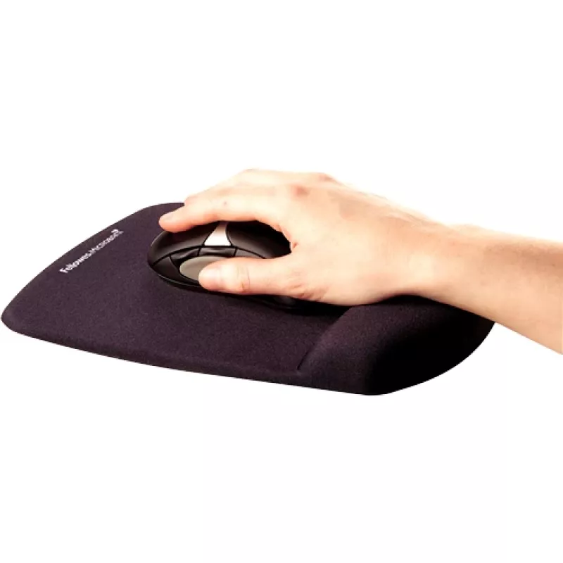 Fellowes pelės kilimėlis su riešo atrama - PlushTouch pelės pagrindėlis su neslystančia gumine baze ir antibakterine apsauga - Ergonominis pelės kilimėlis kompiuteriui, nešiojamam kompiuteriui, namų biuro naudojimui - Juodas