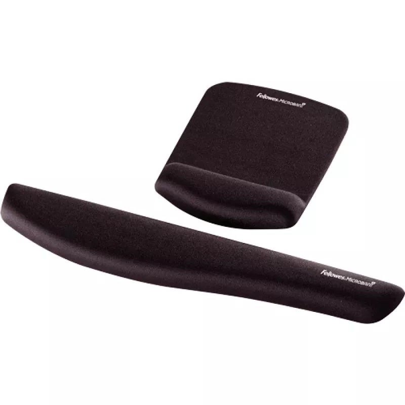 Fellowes pelės kilimėlis su riešo atrama - PlushTouch pelės pagrindėlis su neslystančia gumine baze ir antibakterine apsauga - Ergonominis pelės kilimėlis kompiuteriui, nešiojamam kompiuteriui, namų biuro naudojimui - Juodas