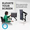 Fellowes Platinum Series dvigubas stebėjimo monitoriaus laikiklis - Monitoriaus laikiklis dviem 8KG 27 colių ekranams - Reguliuojamas dvigubo monitoriaus stalo laikiklis - Pakreipimas 45° Pasukimas 180° Sukiojimas 360° Sukimasis 360°, VESA 75 x 75/100 x 100 - Juoda