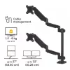 Fellowes Platinum Series dvigubas stebėjimo monitoriaus laikiklis - Monitoriaus laikiklis dviem 8KG 27 colių ekranams - Reguliuojamas dvigubo monitoriaus stalo laikiklis - Pakreipimas 45° Pasukimas 180° Sukiojimas 360° Sukimasis 360°, VESA 75 x 75/100 x 100 - Juoda