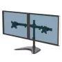 Fellowes Seasa dviejų monitorių laikiklis – laisvai stovintis monitoriaus tvirtinimas 8KG 27 colių ekranams – ergonomiškas reguliuojamas monitoriaus laikiklis – pakreipimas 45° pasukimas 120° pasukimas 360°, VESA 75 x 75/100 x 100 – juodas