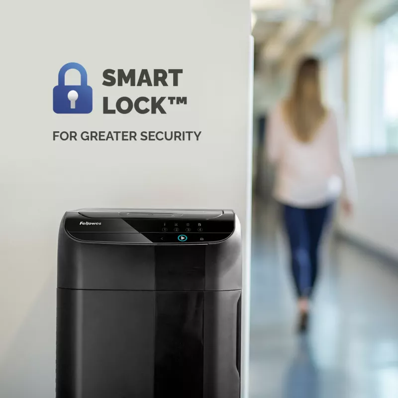 Fellowes popieriaus smulkintuvas 350 lapų automatinio padavimo kryžminio pjovimo smulkintuvas AutoMax 350C su 68 litrų dėže aukšto saugumo P4