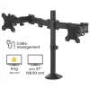 Fellowes Reflex dvigubas monitoriaus laikiklis - Dvigubas monitoriaus laikiklis 8 kg 27 colių ekranams - Reguliuojamas monitoriaus stalviršio laikiklis - Pasvirimo kampas 45°, pasukimo kampas 180°, apsukimo kampas 360°, VESA 75 x 75/100 x 100 - Juoda