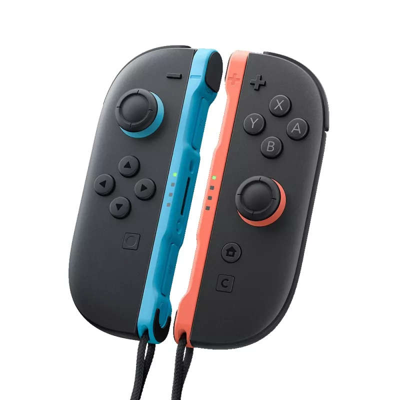 “Nintendo Joy-Con 2 (L)/(R)” šviesiai mėlynos/šviesiai raudonos spalvos, vairasvirtė, “Nintendo Switch 2”, fiksavimo mygtukas, krypčių svirtis, pagrindinis mygtukas, analoginis / skaitmeninis, belaidis, “Bluetooth”