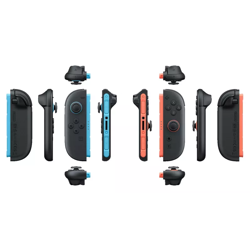 “Nintendo Joy-Con 2 (L)/(R)” šviesiai mėlynos/šviesiai raudonos spalvos, vairasvirtė, “Nintendo Switch 2”, fiksavimo mygtukas, krypčių svirtis, pagrindinis mygtukas, analoginis / skaitmeninis, belaidis, “Bluetooth”