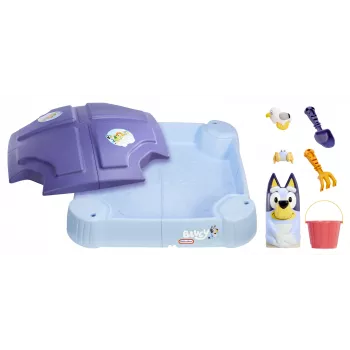Little Tikes Bluey paplūdimio dienos smėlio dėžė, kvadratinė, plastikinė, mėlyna, smėlio dėžė