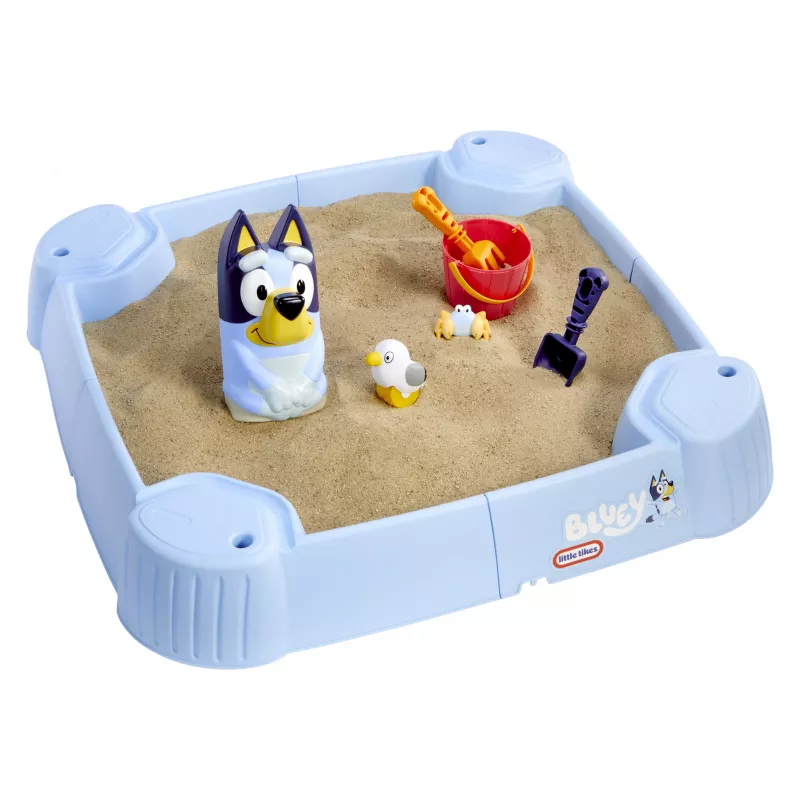 Little Tikes Bluey paplūdimio dienos smėlio dėžė, kvadratinė, plastikinė, mėlyna, smėlio dėžė