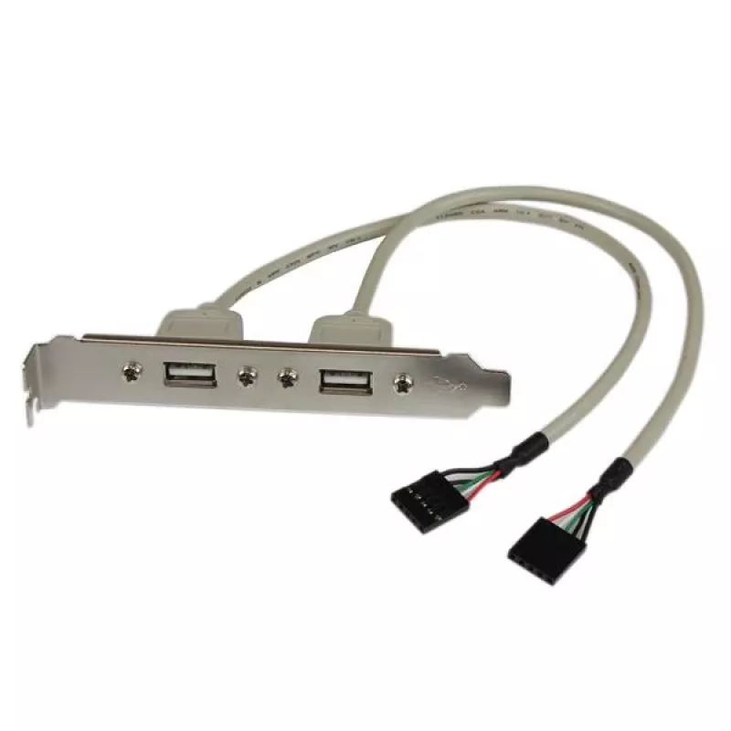 StarTech.com 2 prievadų USB A lizdinė jungčių plokštelė adapteris, 2 x IDC, 2 x USB A, 0,286 m, sidabrinė