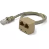StarTech.com 2-in-1 RJ45 skirstytuvo kabelio adapteris - F/M, 10/100Base-T(X), Cat5e, Pilka, Polivinilchloridas (PVC), 0.33 m, Kištukas/Lizdas