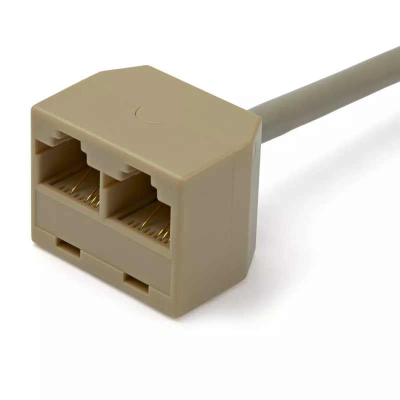 StarTech.com 2-in-1 RJ45 skirstytuvo kabelio adapteris - F/M, 10/100Base-T(X), Cat5e, Pilka, Polivinilchloridas (PVC), 0.33 m, Kištukas/Lizdas