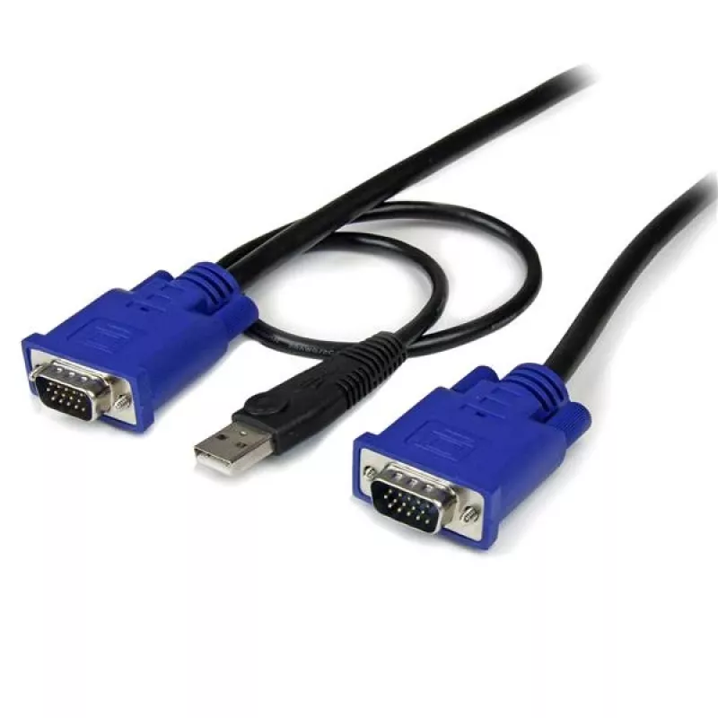 StarTech.com 10 pėdų itin plonas USB VGA 2-in-1 KVM laidas, 3 m, VGA, juoda, USB, USB A + VGA, VGA