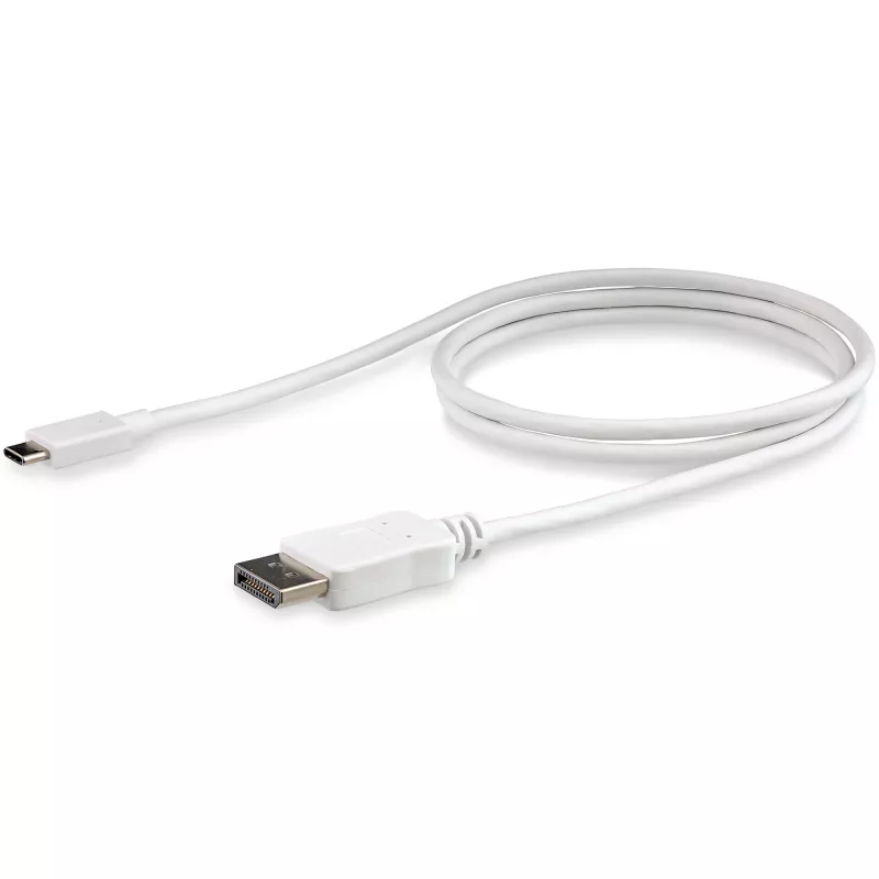 StarTech.com 1 m USB-C į DisplayPort 1.2 kabelis 4K 60 Hz – USB-C į DisplayPort adapterio kabelis HBR2 – USB Type-C DP Alt Mode į DP monitoriaus vaizdo kabelis – veikia su Thunderbolt 3 – baltas