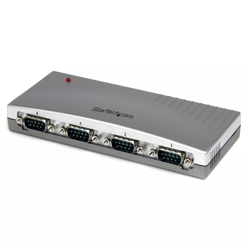 StarTech.com 4 prievadų USB–RS232 nuosekliojo DB9 adapterio šakotuvas, USB, nuoseklusis, sidabrinis, plastikinis, CE, FCC, RoHS, 1 W