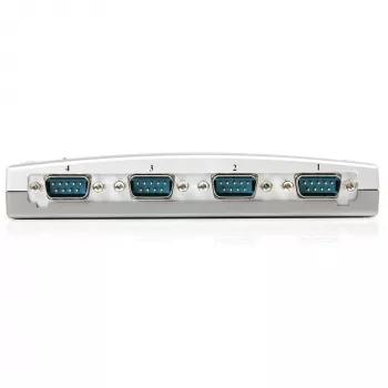 StarTech.com 4 prievadų USB–RS232 nuosekliojo DB9 adapterio šakotuvas, USB, nuoseklusis, sidabrinis, plastikinis, CE, FCC, RoHS, 1 W