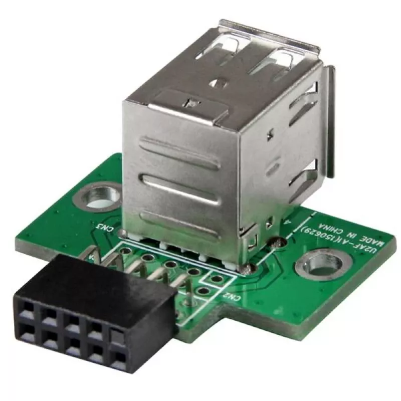 StarTech.com 2 prievadų USB pagrindinės plokštės jungties adapteris, IDC, USB 2.0, juoda, žalia, nerūdijantis plienas, 20 mm, 125 mm, 230 mm