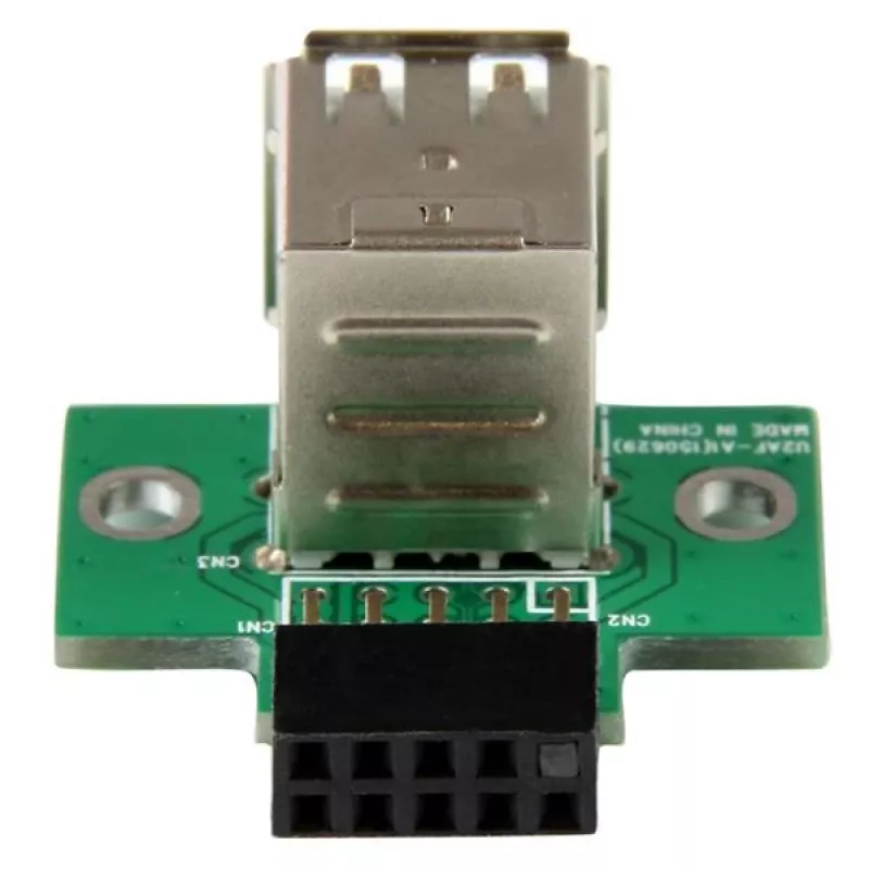 StarTech.com 2 prievadų USB pagrindinės plokštės jungties adapteris, IDC, USB 2.0, juoda, žalia, nerūdijantis plienas, 20 mm, 125 mm, 230 mm