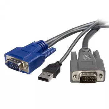 StarTech.com 1,8 m itin plonas USB VGA 2-in-1 KVM laidas, juodas, VGA, USB A + VGA, kištukas/kištukas, 189 g