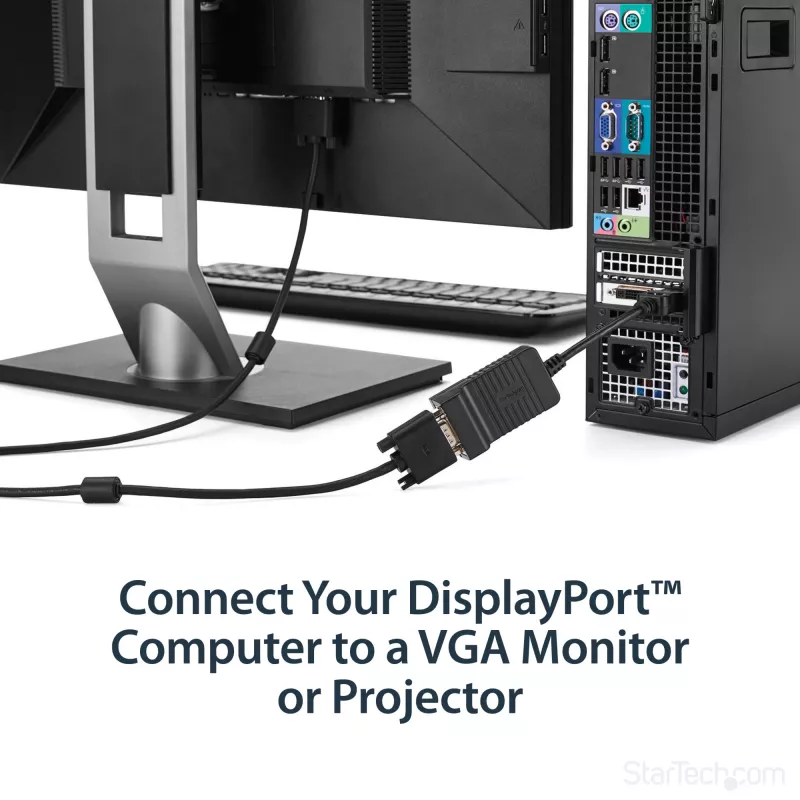 StarTech.com DisplayPort į VGA adapteris - aktyvus DP į VGA keitiklis - 1080p vaizdo įrašas - Patvarus - DP/DP++ šaltinis į VGA monitoriaus kabelio adapterio raktas - DP 1.2 į VGA - Užfiksuojanti DP jungtis