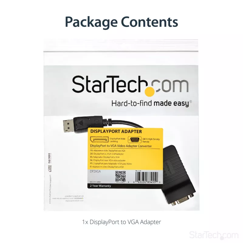 StarTech.com DisplayPort į VGA adapteris - aktyvus DP į VGA keitiklis - 1080p vaizdo įrašas - Patvarus - DP/DP++ šaltinis į VGA monitoriaus kabelio adapterio raktas - DP 1.2 į VGA - Užfiksuojanti DP jungtis