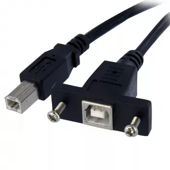 StarTech.com 1 pėdos ilgio montavimo skydelyje USB kabelis B į B – įvadinis/kištukinis, 0,3 m, USB B, USB B, USB 2.0, 0,48 Gbit/s, juodas