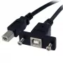 StarTech.com 1 pėdos ilgio montavimo skydelyje USB kabelis B į B – įvadinis/kištukinis, 0,3 m, USB B, USB B, USB 2.0, 0,48 Gbit/s, juodas
