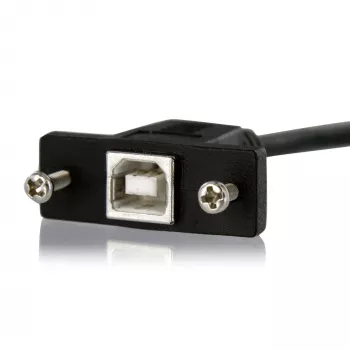 StarTech.com 1 pėdos ilgio montavimo skydelyje USB kabelis B į B – įvadinis/kištukinis, 0,3 m, USB B, USB B, USB 2.0, 0,48 Gbit/s, juodas