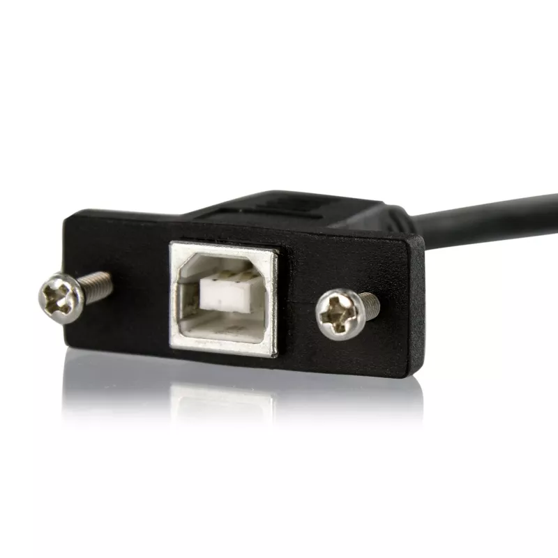 StarTech.com 1 pėdos ilgio montavimo skydelyje USB kabelis B į B – įvadinis/kištukinis, 0,3 m, USB B, USB B, USB 2.0, 0,48 Gbit/s, juodas