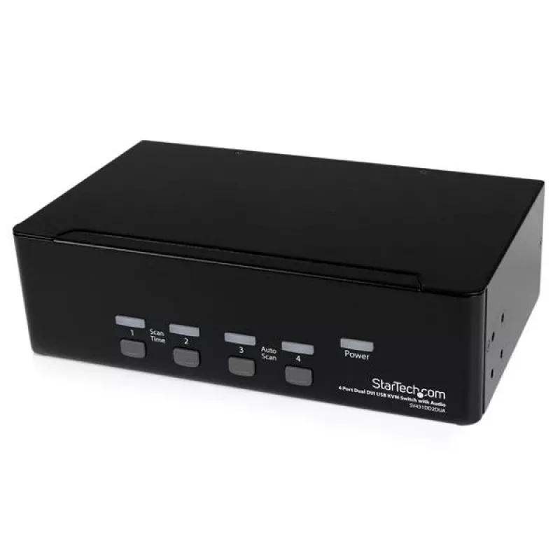 StarTech.com 4 prievadų dviejų DVI USB KVM komutatorius su garso ir USB 2.0 šakotuvu
