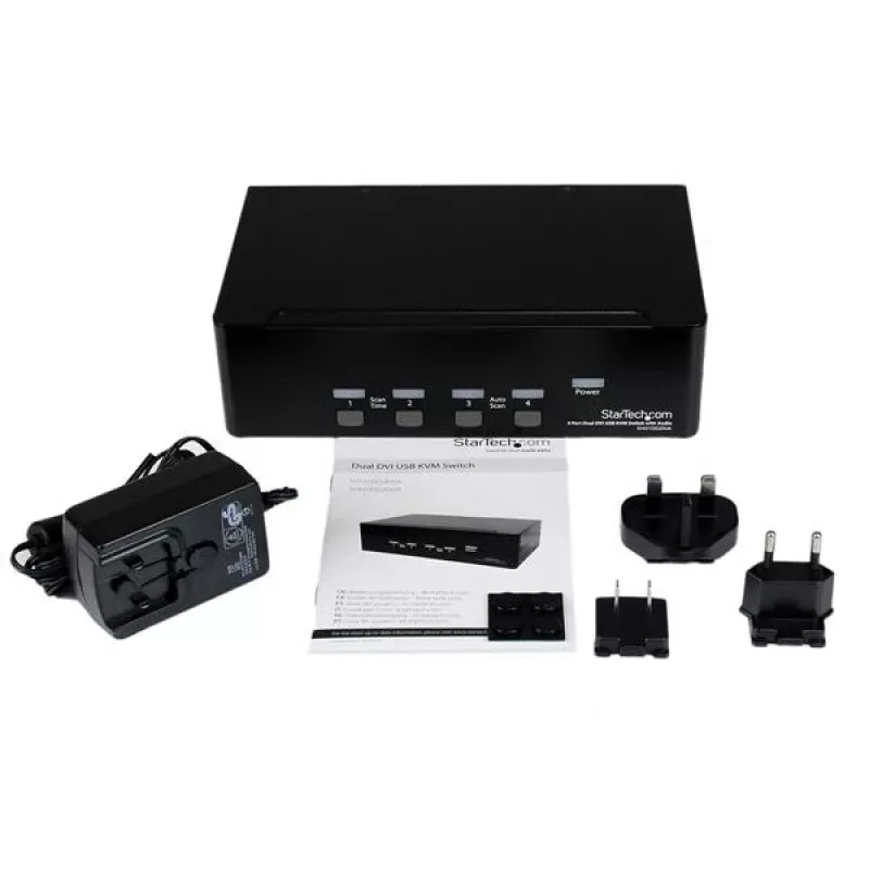 StarTech.com 4 prievadų dviejų DVI USB KVM komutatorius su garso ir USB 2.0 šakotuvu