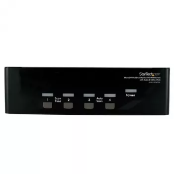 “StarTech.com” 4 prievadų DVI VGA dviejų monitorių KVM jungiklis USB su garso ir USB 2.0 šakotuvu