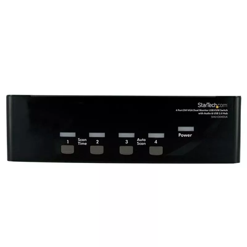 “StarTech.com” 4 prievadų DVI VGA dviejų monitorių KVM jungiklis USB su garso ir USB 2.0 šakotuvu