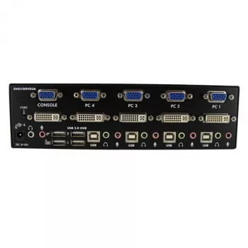 “StarTech.com” 4 prievadų DVI VGA dviejų monitorių KVM jungiklis USB su garso ir USB 2.0 šakotuvu