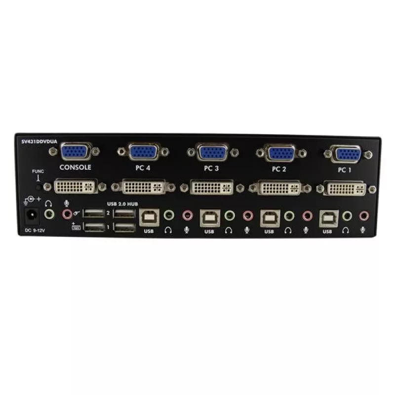 “StarTech.com” 4 prievadų DVI VGA dviejų monitorių KVM jungiklis USB su garso ir USB 2.0 šakotuvu