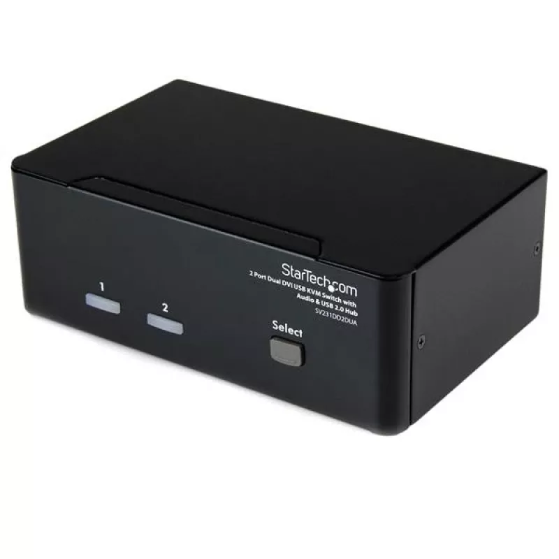StarTech.com 2 prievadų dvigubas DVI USB KVM komutatorius su garso ir USB 2.0 šakotuvu