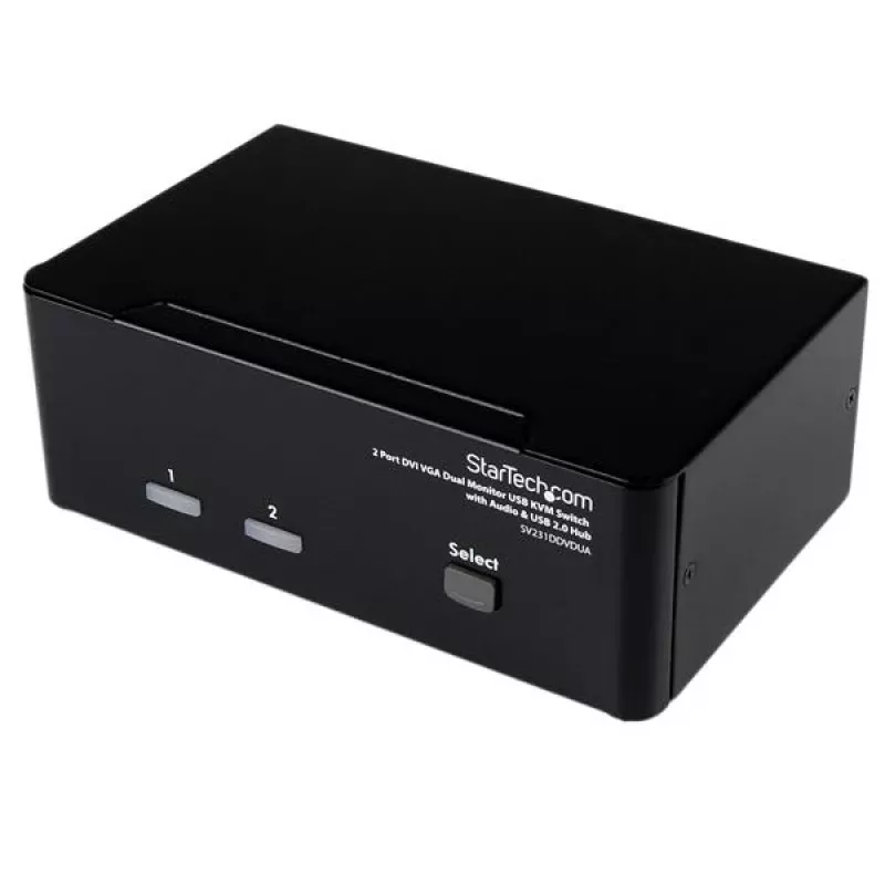StarTech.com 2 prievadų DVI VGA dviejų monitorių KVM jungiklis USB su garso ir USB 2.0 šakotuvu