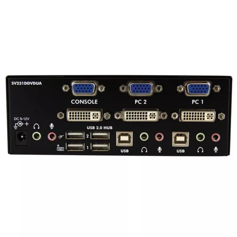 StarTech.com 2 prievadų DVI VGA dviejų monitorių KVM jungiklis USB su garso ir USB 2.0 šakotuvu
