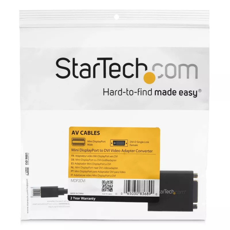 StarTech.com Mini DisplayPort į DVI adapteris - Mini DP į DVI-D keitiklis - 1080p vaizdas - VESA sertifikuotas - mDP arba Thunderbolt 1/2 Mac/PC į DVI monitorių - mDP 1.2 į DVI vieno kanalo adapteris