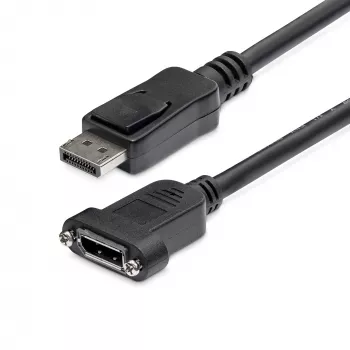 StarTech.com 3 pėdų (1 m) skydelyje montuojamas DisplayPort laidas – 4K x 2K – DisplayPort 1.2 ilginimo laidas iš kištuko į lizdą – DP vaizdo ilgintuvas su skydelyje montuojama DP jungtimi – DP monitoriaus laidas
