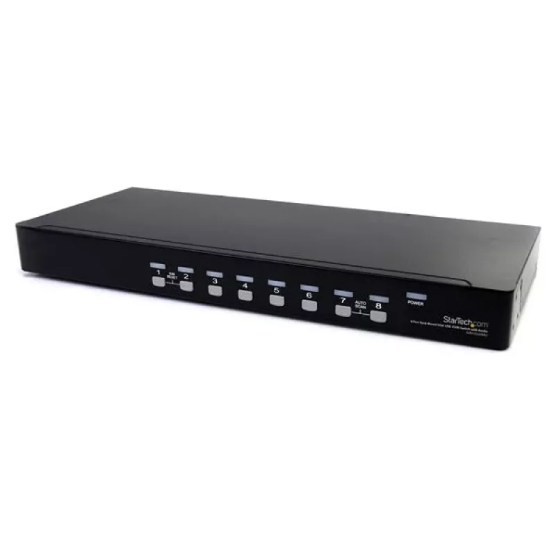 StarTech.com 8 prievadų montuojamas į stovą USB VGA KVM komutatorius su garsu (garso kabeliai pridedami)