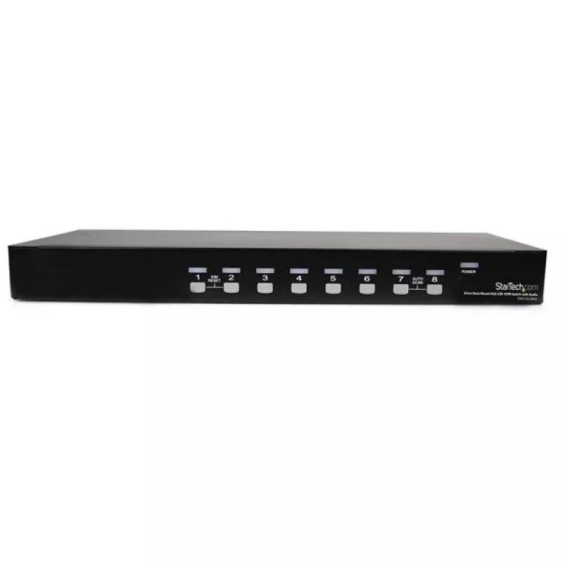 StarTech.com 8 prievadų montuojamas į stovą USB VGA KVM komutatorius su garsu (garso kabeliai pridedami)
