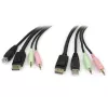 StarTech.com 6 pėdų 4-in-1 USB DisplayPort KVM komutatoriaus kabelis su garsu ir mikrofonu