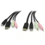 StarTech.com 6 pėdų 4-in-1 USB DisplayPort KVM komutatoriaus kabelis su garsu ir mikrofonu